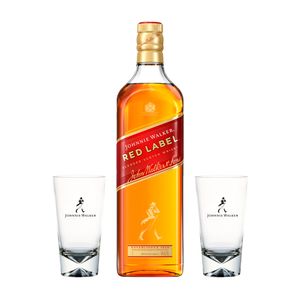 COMBO 1 WHISKY JOHNNIE WALKER RED  LABEL 1L  + 2 COPOS JOHNNIE WALKER - 400ML