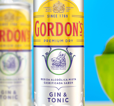 Imagem ilustrativa de lata de gin Gordon's London dry de 269ml